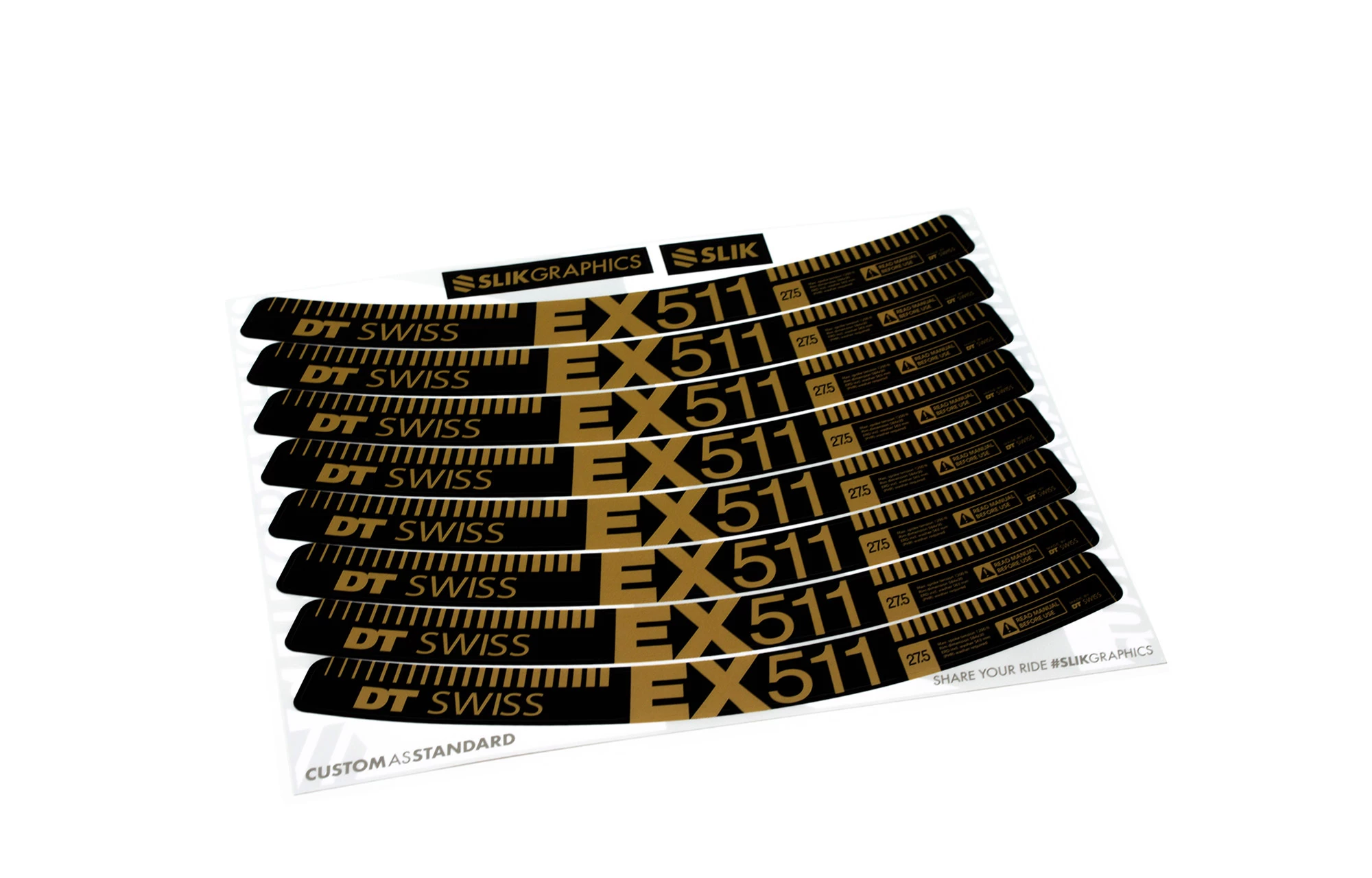 KIT DE STICKERS CUSTOM POUR JANTES EX 511 GOLD MATT 27.5" 1 KIT DE STICKERS CUSTOM POUR JANTES EX 511 GOLD MATT 27.5"
